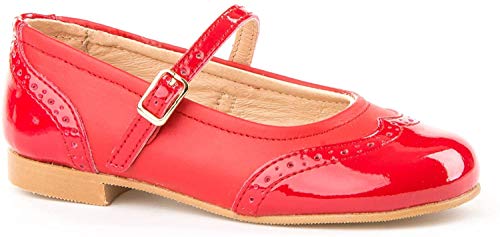 Zapatos Merceditas Charol+Napa para Niñas Todo Piel Angelitos mod.1526. Calzado Infantil Made in Spain, Garantia de Calidad. (32, Rojo)