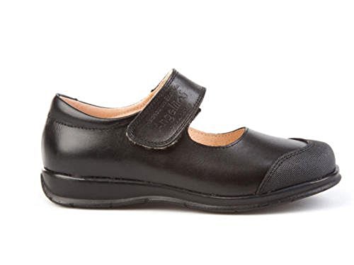 Zapatos Merceditas Colegiales con Puntera Reforzada Todo Piel, Mod.463. Calzado Infantil (Talla 40 - Negro) - AngelitoS