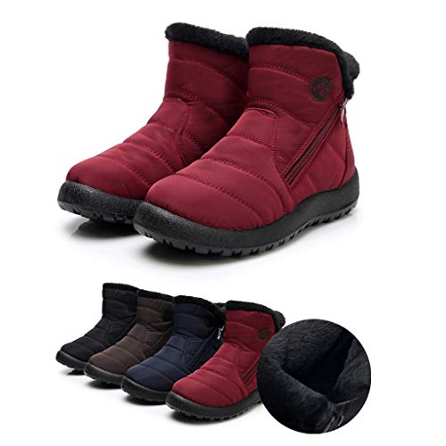 Zapatos Mujer para Lluvia Botas De Nieve Para Mujer Botín Corto Tobillo De Invierno Calzado Impermeable Zapatos Calientes