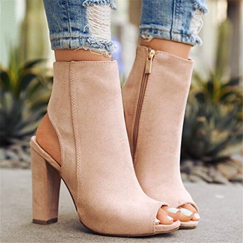 Zapatos Mujer Tacones Botines Mujer Tacon Medio Planos Invierno Alto Botas de Mujer Casual Plataforma Nieve Ante Botas de Cordones Calientes Martin Boots