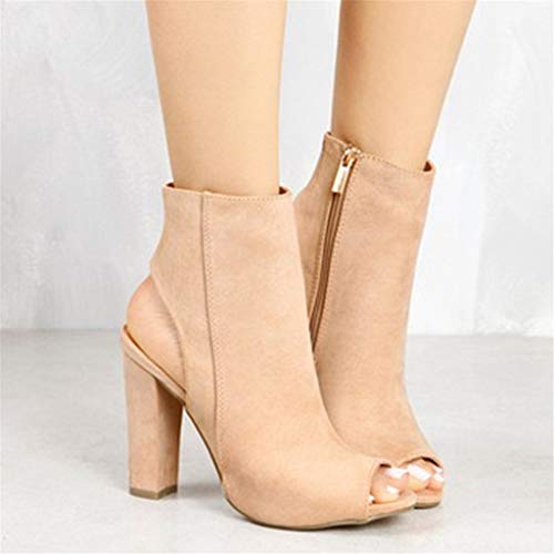 Zapatos Mujer Tacones Botines Mujer Tacon Medio Planos Invierno Alto Botas de Mujer Casual Plataforma Nieve Ante Botas de Cordones Calientes Martin Boots