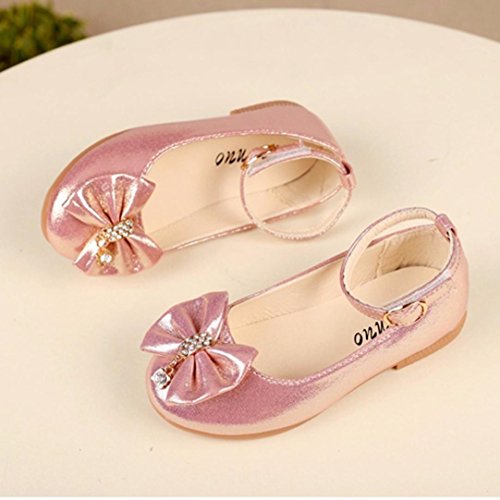 Zapatos Niñas Carnaval K-youth® Zapato Princesa Niña Sandalias de Vestido Flat Shoes Bailarinas Princesa Zapatos con Tacón para Cumpleaños Fiesta Cosplay (24 EU, Rosa)