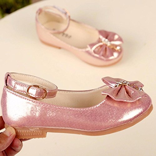 Zapatos Niñas Carnaval K-youth® Zapato Princesa Niña Sandalias de Vestido Flat Shoes Bailarinas Princesa Zapatos con Tacón para Cumpleaños Fiesta Cosplay (24 EU, Rosa)