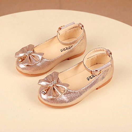 Zapatos Niñas Carnaval K-youth® Zapato Princesa Niña Sandalias de Vestido Flat Shoes Bailarinas Princesa Zapatos con Tacón para Cumpleaños Fiesta Cosplay (24 EU, Dorado)