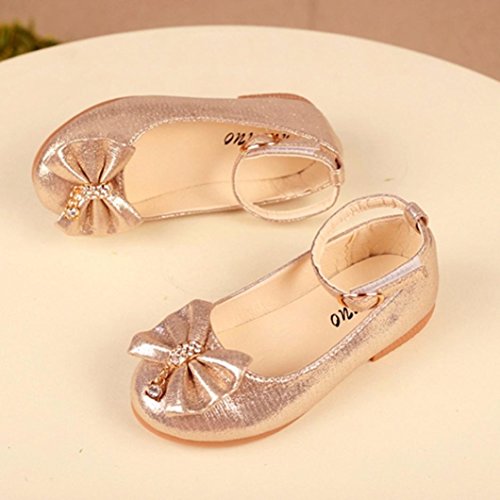Zapatos Niñas Carnaval K-youth® Zapato Princesa Niña Sandalias de Vestido Flat Shoes Bailarinas Princesa Zapatos con Tacón para Cumpleaños Fiesta Cosplay (24 EU, Dorado)