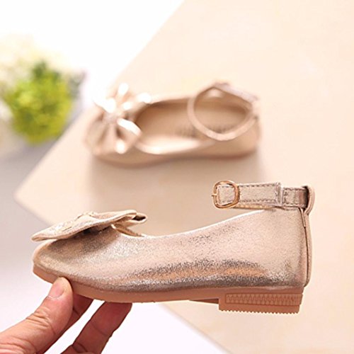 Zapatos Niñas Carnaval K-youth® Zapato Princesa Niña Sandalias de Vestido Flat Shoes Bailarinas Princesa Zapatos con Tacón para Cumpleaños Fiesta Cosplay (24 EU, Dorado)