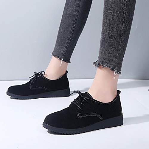 Zapatos Oxford De Plataforma para Mujer Zapatillas De Deporte con Cordones De Ante Zapatos Brogue Casuales De Punta Redonda Mocasines Gruesos Cuñas Transpirables Pisos De Negocios