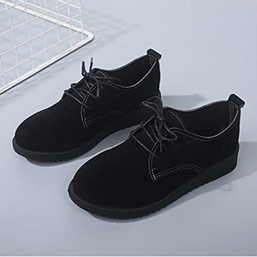 Zapatos Oxford De Plataforma para Mujer Zapatillas De Deporte con Cordones De Ante Zapatos Brogue Casuales De Punta Redonda Mocasines Gruesos Cuñas Transpirables Pisos De Negocios