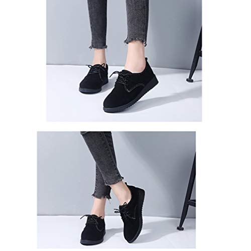 Zapatos Oxford De Plataforma para Mujer Zapatillas De Deporte con Cordones De Ante Zapatos Brogue Casuales De Punta Redonda Mocasines Gruesos Cuñas Transpirables Pisos De Negocios