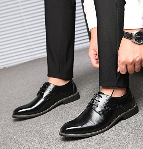 Zapatos Oxford Hombre, Brogue Cuero Boda Negocios Calzado Vestir Cordones Derby Negro Marron Azul Rojo Amarillo 37-48EU BK44