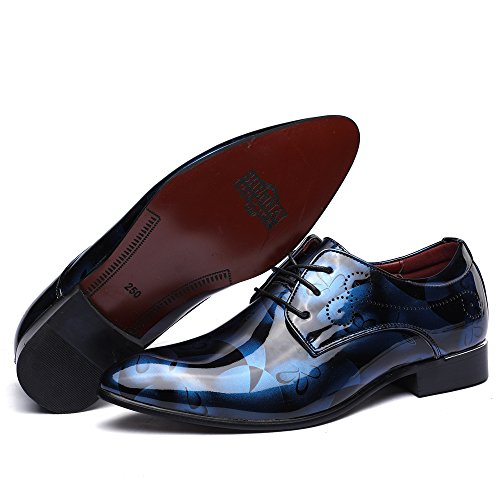 Zapatos Oxford Hombre, Cuero Cordones Vestir Derby Calzado Boda Negocios Marron Azul Gris Rojo 37-50EU BL41