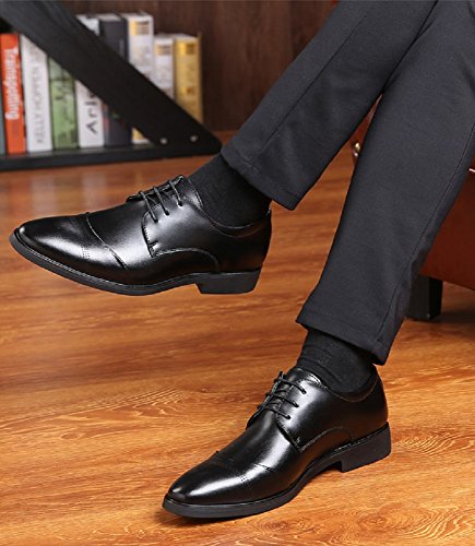 Zapatos Oxford Hombre, Cuero Vestir Cordones Derby Calzado Boda Negocios Brogue Negro Marron Rojo 37-47EU BK43