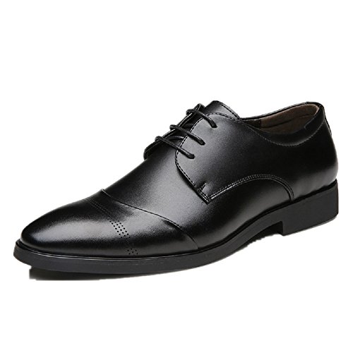 Zapatos Oxford Hombre, Cuero Vestir Cordones Derby Calzado Boda Negocios Brogue Negro Marron Rojo 37-47EU BK44