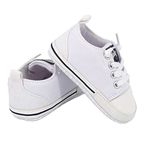 Zapatos para bebé Auxma La Zapatilla de Deporte Antideslizante del Zapato de Lona de la Zapatilla de Deporte para 3-6 6-12 12-18 M (12-18 M, Blanco)