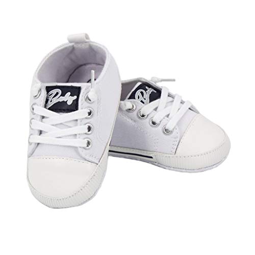 Zapatos para bebé Auxma La Zapatilla de Deporte Antideslizante del Zapato de Lona de la Zapatilla de Deporte para 3-6 6-12 12-18 M (12-18 M, Blanco)