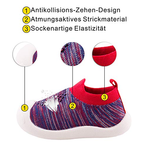 Zapatos para bebé de 1 a 4 años, zapatos para niños pequeños y niñas, suela suave, antideslizante, tela de algodón y lona transpirable, material TPR Slip-On para exteriores, color, talla 19 EU Schmal