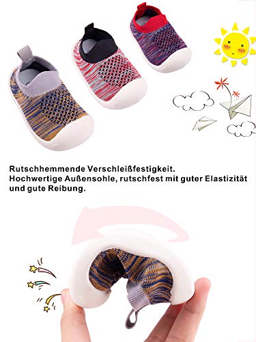 Zapatos para bebé de 1 a 4 años, zapatos para niños pequeños y niñas, suela suave, antideslizante, tela de algodón y lona transpirable, material TPR Slip-On para exteriores, color, talla 19 EU Schmal
