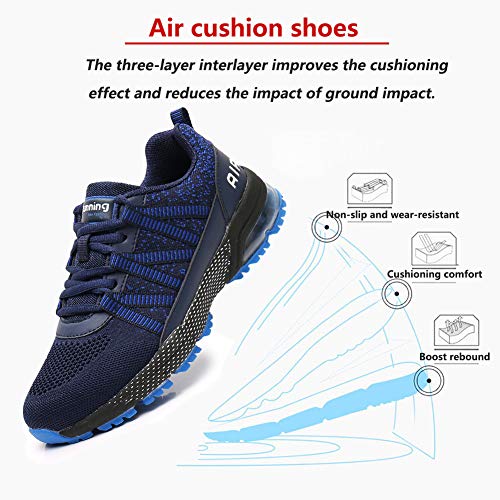 Zapatos para Correr Hombre Mujer Air con Absorción de Impactos de Aire Zapatillas de Deportes Sneakers Gimnasio Entrenamiento al Aire Libre DarkBlue35