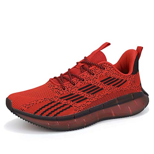 Zapatos para Correr Hombre Outdoor Gimnasio Trekking Zapatillas de Running Cómoda Respirable Casual Sneakers Rojo 42