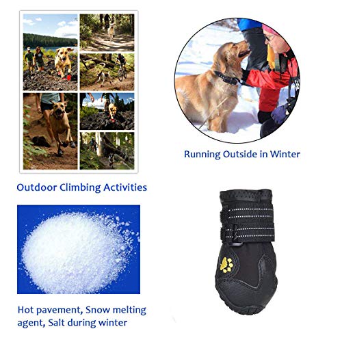 Zapatos para Perros, 4 Pcs Impermeable Zapatos Perro para Mediano y Grandes Perros - Negro (4#)