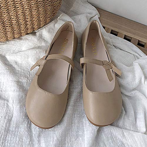 Zapatos Planos Simples de Boca Baja Mary Jane para Mujer, Zapatos de Corte Bajos y concisos, Zapatos de Vestir Vintage Resistentes al Desgaste para Oficina