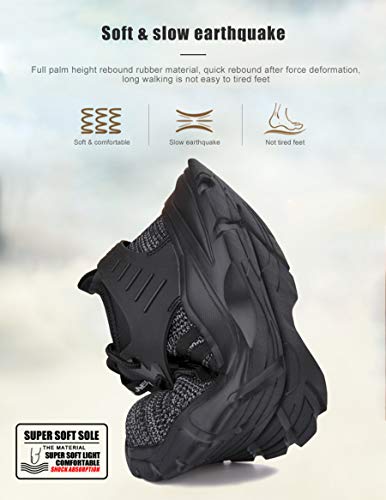 Zapatos Seguridad S3 Hombre Mujer Ligero Comodo Zapatillas Trabajo con Punta de Acero Botas de Seguridad Antideslizante