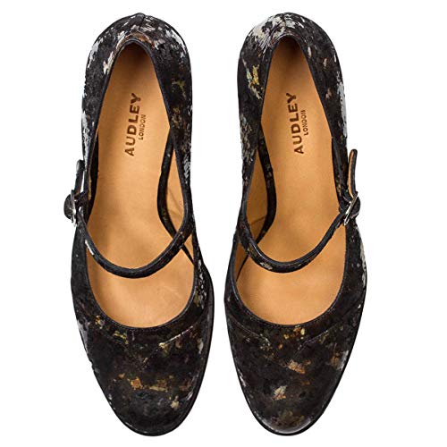 Zapatos Tacón Medio-Alto TEGUISE | Zapato Salón Mujer con Pátina Efecto Camuflaje | Cómoda Plataforma y Tacón Ancho | Suela TPU | Forro Piel Extra Resistente Alto Brillo | Talla 41