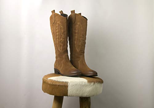 Zerimar Botas para Mujer | Botas Mujer Cowboy | Botas Mujer Piel | Botas Mujer Piel Vestir | Botas Cowboy Mujer Piel | Zapatos Mujer Piel