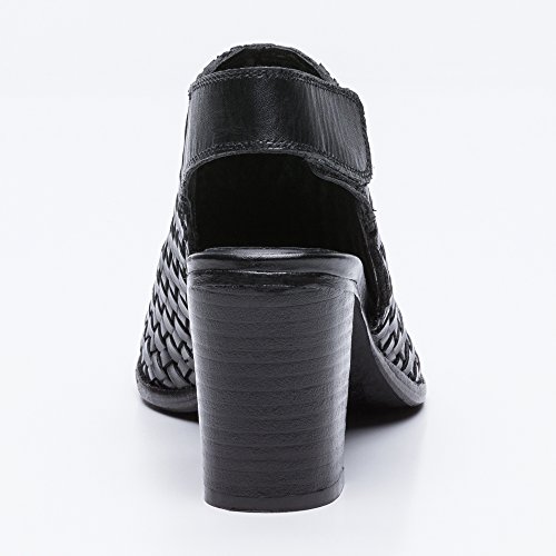 Zerimar Botines de Piel| Botines Piel Mujer | Botines Peep Toes Mujer | Peep Toe Mujer | Color: Negro | Talla: 40