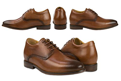ZERIMAR Zapatos con Alzas Interiores Hombre +7 cm | Zapatos Cuero Elegantes para Hombre | Zapatos Hombre con Alzas Que Aumentan