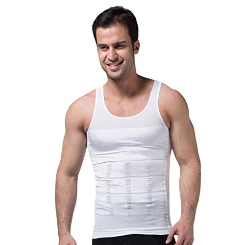 ZEROBODYS Incredible Series Camiseta de Hombre de Compresión modeladora y reductora con efecto adelgazante, Chicos Hombre Unisex, blanco, Small