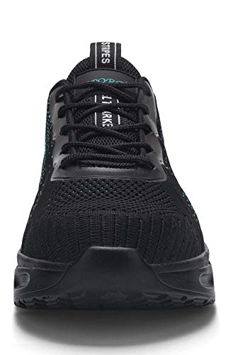 Ziboyue acero dedo del pie Cap entrenadores hombres mujeres antideslizante seguridad entrenadores ligero trabajo seguridad zapatos transpirable industrial zapatillas, color Negro, talla 40 2/3 EU