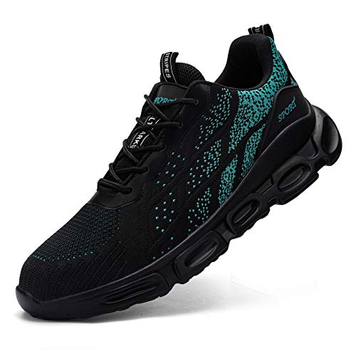 Ziboyue acero dedo del pie Cap entrenadores hombres mujeres antideslizante seguridad entrenadores ligero trabajo seguridad zapatos transpirable industrial zapatillas, color Negro, talla 40 2/3 EU