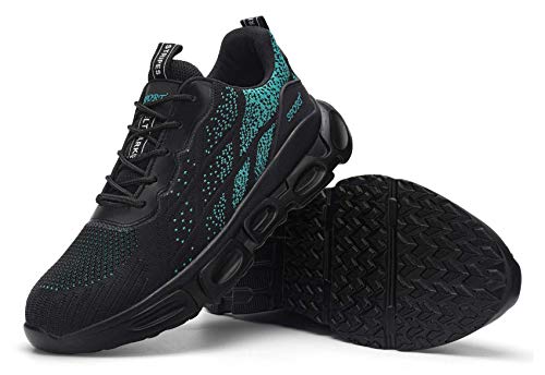 Ziboyue acero dedo del pie Cap entrenadores hombres mujeres antideslizante seguridad entrenadores ligero trabajo seguridad zapatos transpirable industrial zapatillas, color Negro, talla 40 2/3 EU