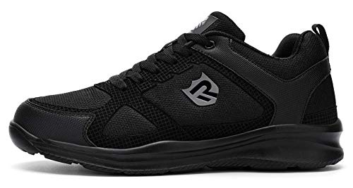 Ziboyue Zapatillas de Seguridad Hombre Mujer Ligero Transpirable Zapatos de Seguridad con Puntera de Acero Anti-pinchazo Calzado de Seguridad(Caballero Negro,39 EU)