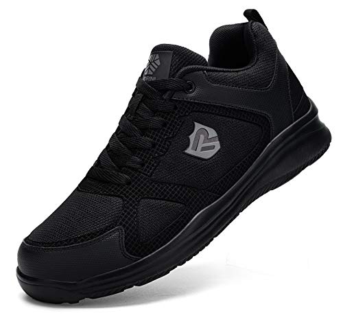 Ziboyue Zapatillas de Seguridad Hombre Mujer Ligero Transpirable Zapatos de Seguridad con Puntera de Acero Anti-pinchazo Calzado de Seguridad(Caballero Negro,39 EU)