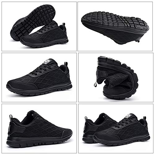 Ziboyue Zapatillas de Seguridad para Hombre Mujer Ligero Transpirable Calzado de Trabajo con Punta de Acero Anti-Pinchazo Zapatos de Seguridad (Negro Puro,38 EU)