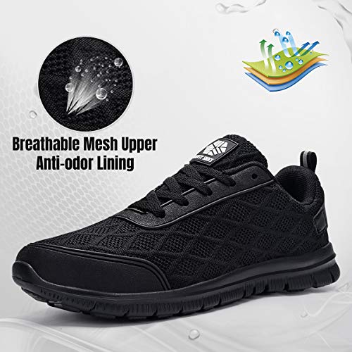Ziboyue Zapatillas de Seguridad para Hombre Mujer Ligero Transpirable Calzado de Trabajo con Punta de Acero Anti-Pinchazo Zapatos de Seguridad (Negro Puro,38 EU)