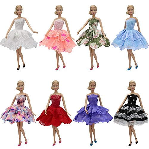 ZITA ELEMENT 10 Piezas de muñecas para 5 Vestido de Noche 5 Pares de Zapatos niñas Princesa Disfraz Fiesta Hecha a Mano de Dama de Honor Mini Vestido Vestidos de Fiesta