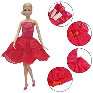 ZITA ELEMENT 10 Piezas de muñecas para 5 Vestido de Noche 5 Pares de Zapatos niñas Princesa Disfraz Fiesta Hecha a Mano de Dama de Honor Mini Vestido Vestidos de Fiesta