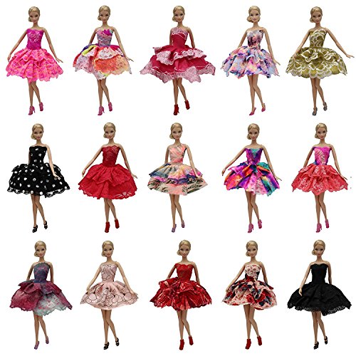 ZITA ELEMENT 10 Piezas de muñecas para 5 Vestido de Noche 5 Pares de Zapatos niñas Princesa Disfraz Fiesta Hecha a Mano de Dama de Honor Mini Vestido Vestidos de Fiesta