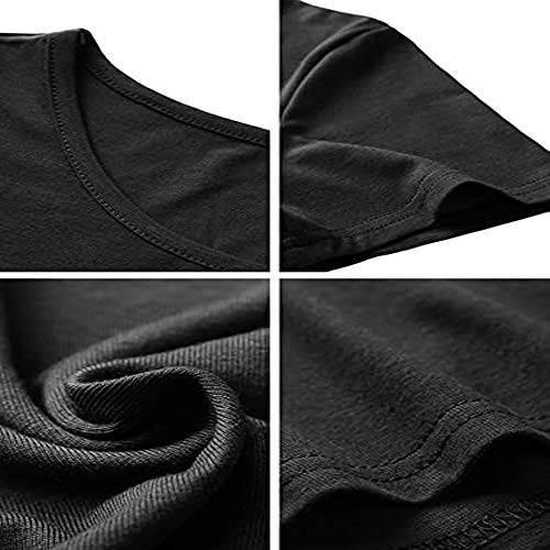 ZNYSTAR - Vestido holgado e informal de manga corta para mujer, estilo camiseta, para primavera, verano u otoño Negro L