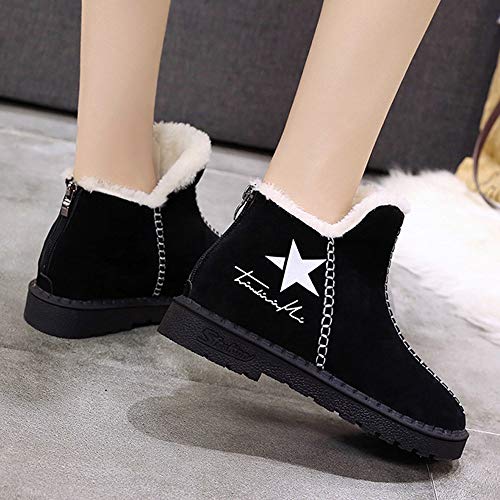 ZODOF Botas de Nieve niña Botas de Nieve de Cinco Estrellas Botas de Tobillo de Invierno Plataforma Plana más cálida para Mujeres y Zapatos