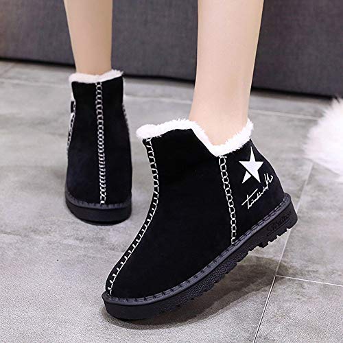 ZODOF Botas de Nieve niña Botas de Nieve de Cinco Estrellas Botas de Tobillo de Invierno Plataforma Plana más cálida para Mujeres y Zapatos