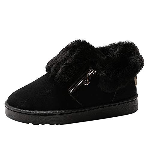 ZODOF Botas de Nieve para Mujer Botas de Nieve de Tobillo de Invierno de Felpa para Mujer Zapatos de Invierno Mantenga cálidas Botas con Cremallera metálica