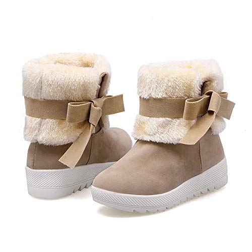 ZODOF Botas de Nieve para Mujer Mujeres Botas de Nieve Color sólido Clásico Bowtie Slip-On Calzado Casual de Estudiante