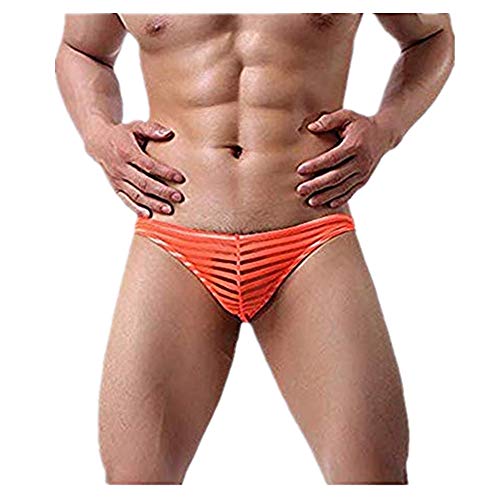 ZODOF Braga Hombre Ropa Interior Sexy Fibra de Bambu Lenceria Transparente Tanga Ropa Interior Calzoncillos Boxer Modal Pantalones Cortos básicos(Naranja)