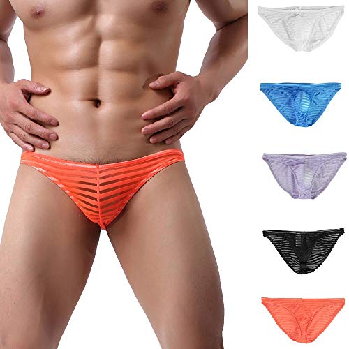 ZODOF Braga Hombre Ropa Interior Sexy Fibra de Bambu Lenceria Transparente Tanga Ropa Interior Calzoncillos Boxer Modal Pantalones Cortos básicos(Naranja)