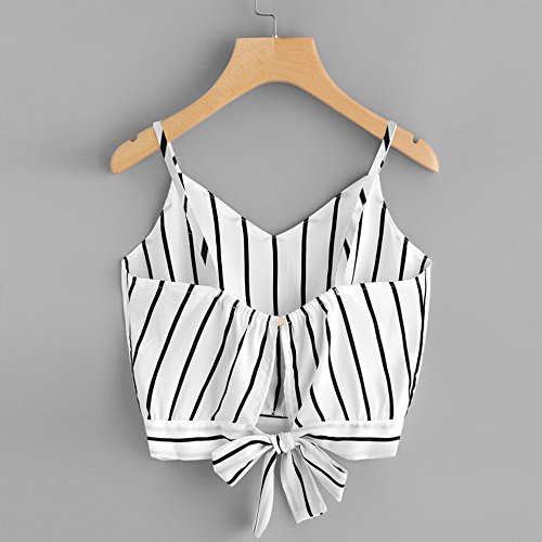 ZODOF Tops Sexy Mujer, sin Mangas con Cuello en V Nudo Chaleco Tanque Cremallera Pullover Cultivos Tops Camisa con Estilo de diseño único