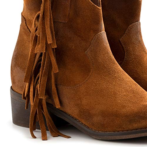 Zoe Valencia - Botas de ante con flecos - VALENCIA08 - Talla marrón 35
